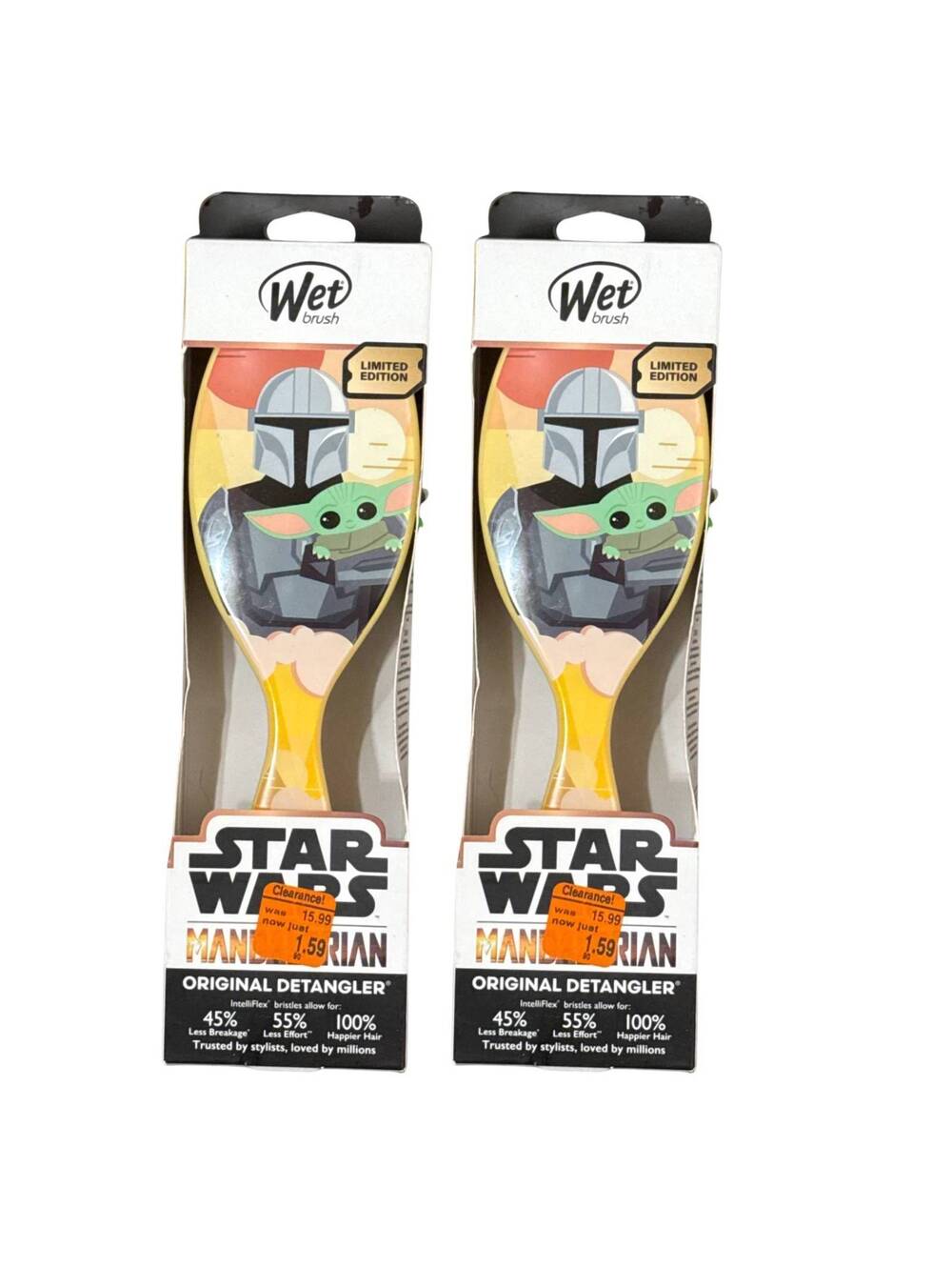 Wet Brush Star Wars Mandalorian Grogu Baby Yoda Detangler 2 Pack New